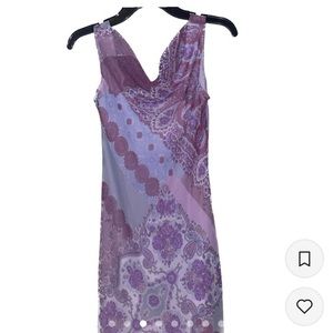 Vintage floral cowl neck dress